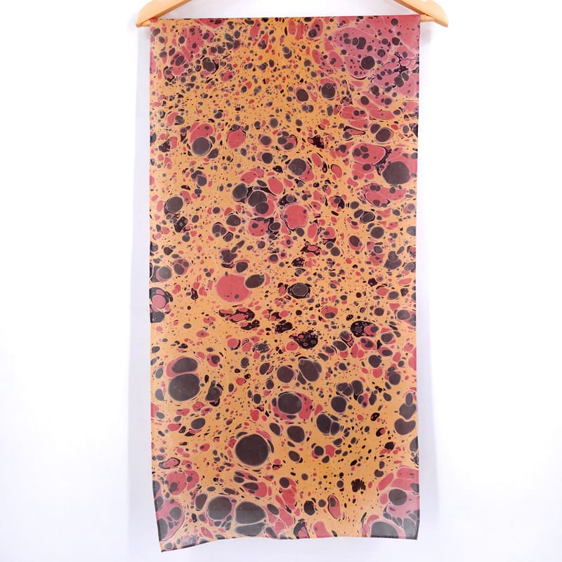 Stone Leopard Print in Brown and Black Marbled Silk Scarf - Image 8