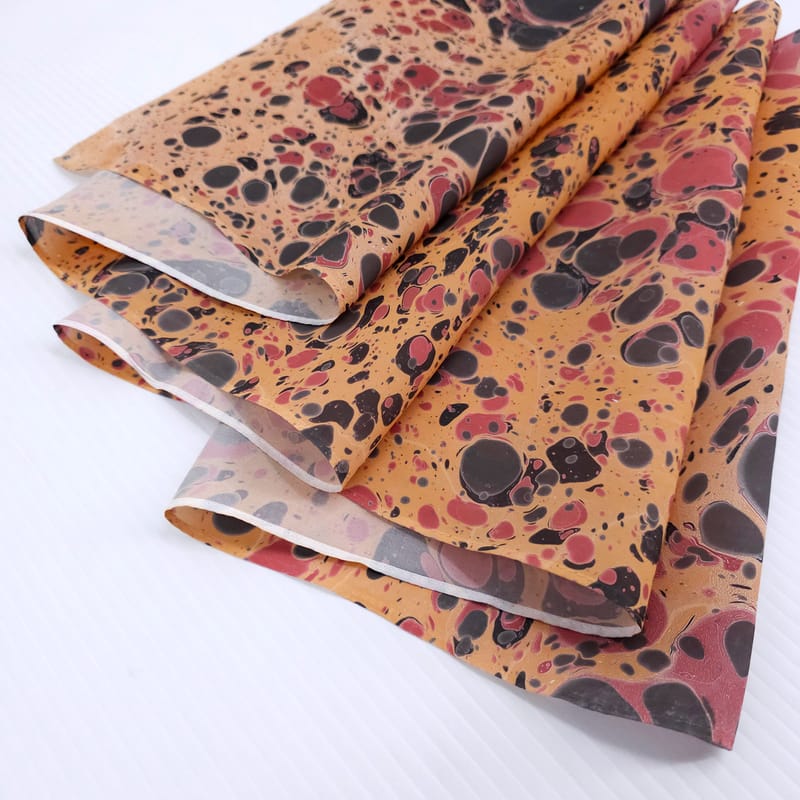 Stone Leopard Print in Brown and Black Marbled Silk Scarf - Image 2