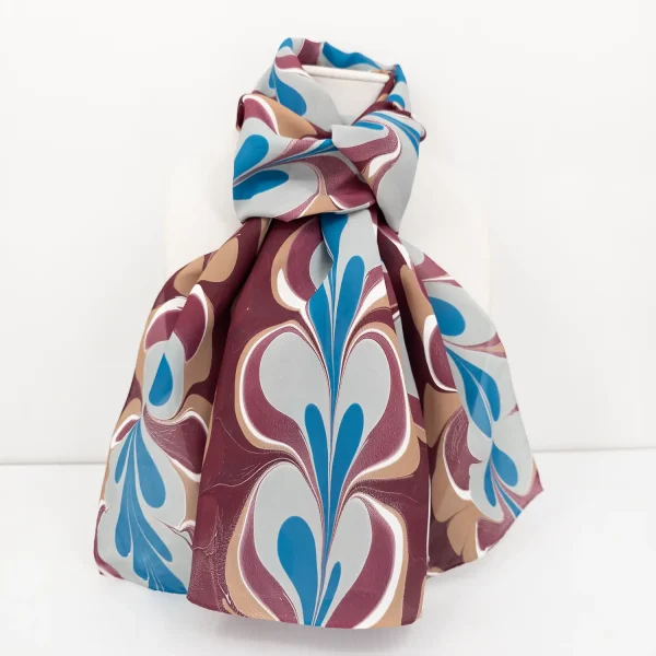 Getgil Hearts pattern hand marbled silk scarf by Soft Asylum