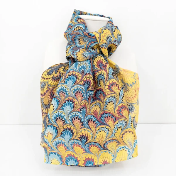 Reverse Bouquet pattern hand marbled silk scarf by Soft Asylum