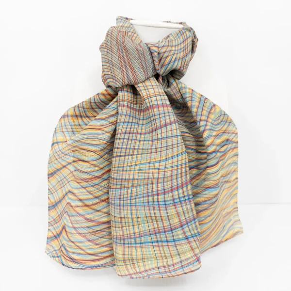 Lucid Plaid pattern hand marbled silk scarf by Soft Asylum