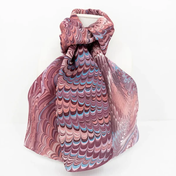 Fluid Nonpareil pattern hand marbled silk scarf by Soft Asylum