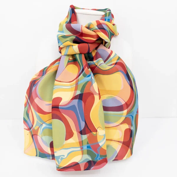 Mod Overmarble pattern hand marbled silk scarf by Soft Asylum