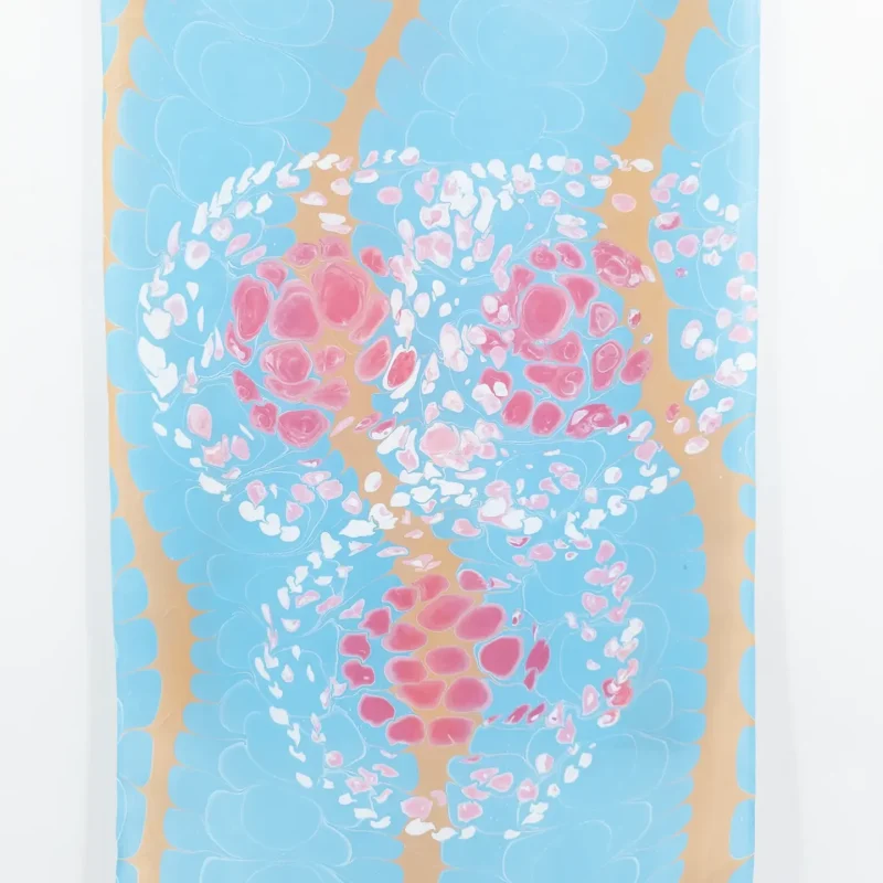 Cherry Blossom Hand Marbled Silk Scarf - Image 2