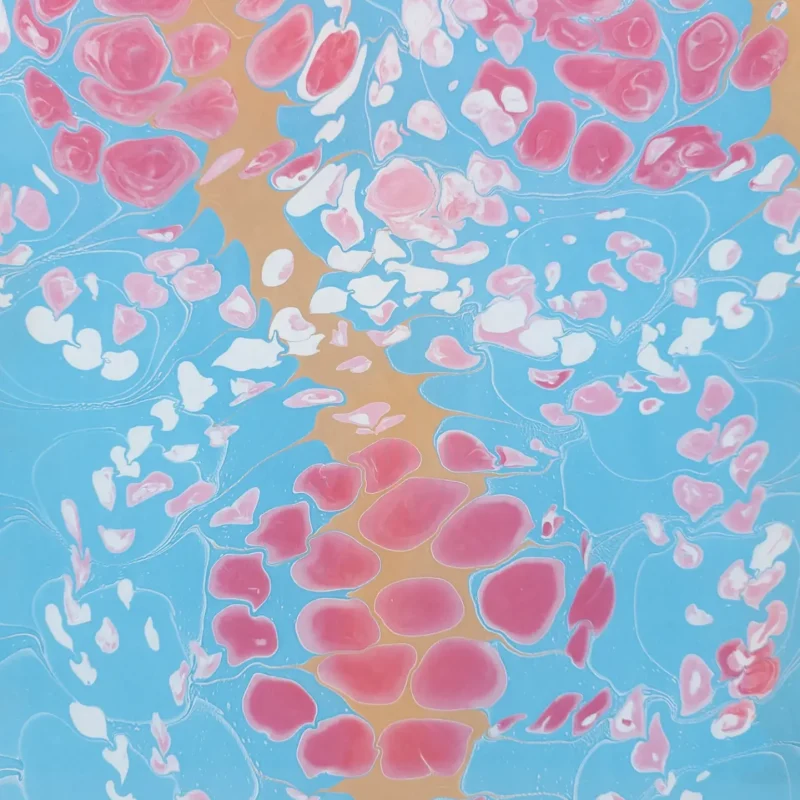 Cherry Blossom Hand Marbled Silk Scarf - Image 4