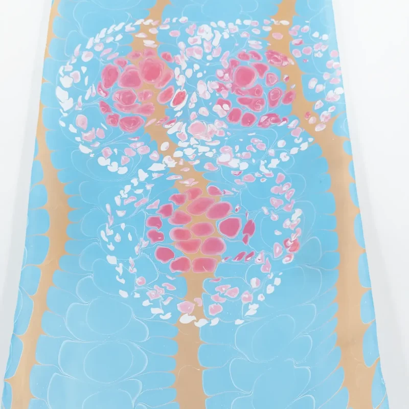 Cherry Blossom Hand Marbled Silk Scarf - Image 5