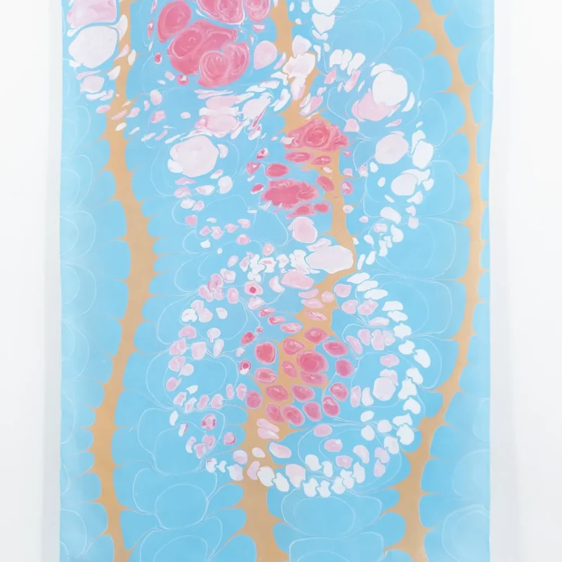 Cherry Blossom Hand Marbled Silk Scarf - Image 6