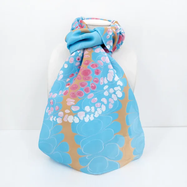 Cherry Blossom Hand Marbled Silk Scarf