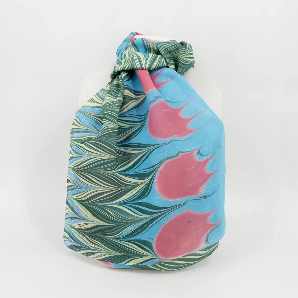 Tulip Hand Marbled Silk Scarf