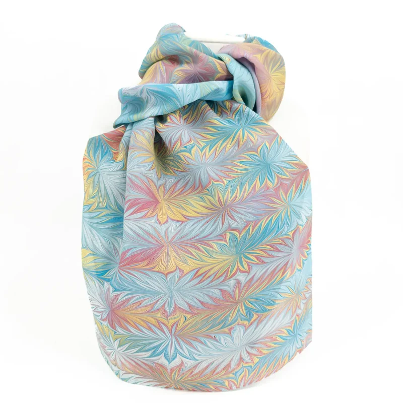 Chrysanthemum Hand Marbled Silk Scarf
