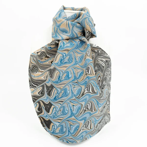 Angel Wing Gilget Hand Marbled Silk Scarf